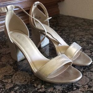 Gold Metallic Block Heel